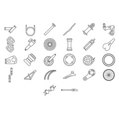 Bicycle parts and components icons for eshop menu. - obrazy, fototapety, plakaty