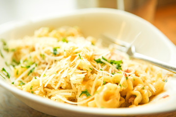 Gnoquis italian pasta plate closeup