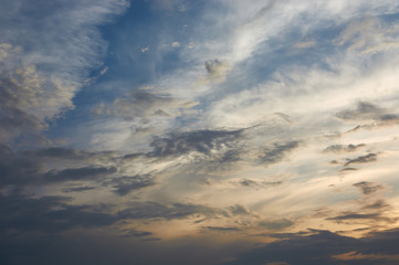 Beautiful clouds in the sky at sunset