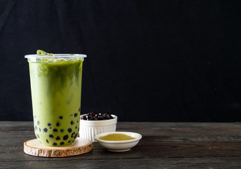 green tea latte with bubble