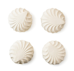 Set of sweet marshmallow Zephyr on a white. The view of the top.