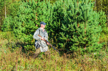 Hunting in autumn forest