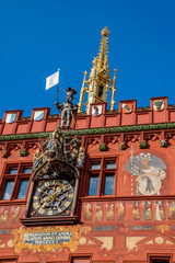 Obraz premium The Clock Tower of Basel Townhall, Basel Switzerland