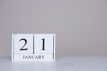 January Date Cube White Background