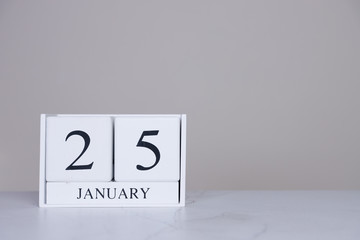 January Date Cube White Background