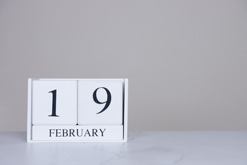 February Date Cube White Background