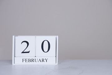 February Date Cube White Background