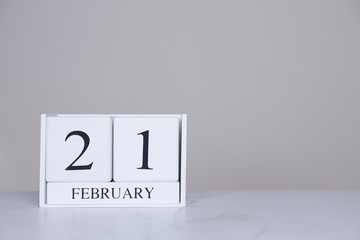 February Date Cube White Background