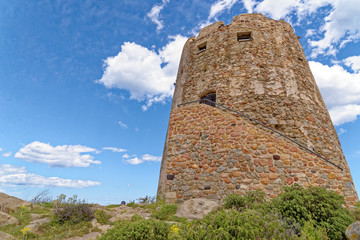 Fototapeta na wymiar Spanish Tower - Torre di Bari - Sardinia, Italy