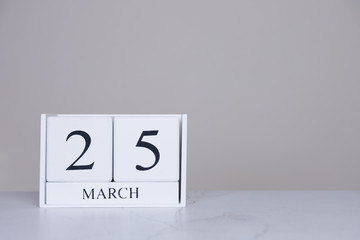 March Date Cube White Background