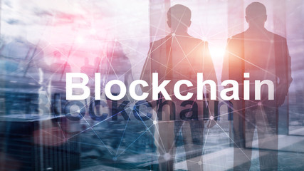 Blockchain technology Concept on server background. Data encryption