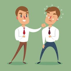Fototapeta na wymiar Businessman fighting against another businessman. Business competition concept. Stock flat vector illustration.