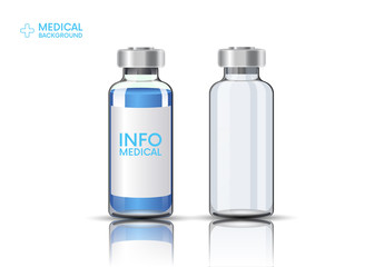 Medical ampoule. Transparent glass , realistic 3d vector illustration. Realistic Isolated