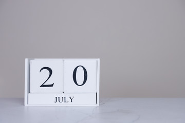 July Date Cube White Background