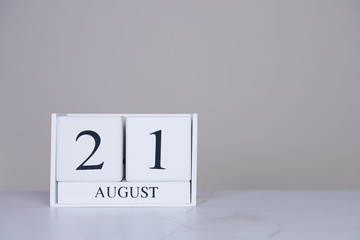 August Date Cube White Background