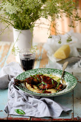 Chicken in wine sauce with polenta..style rustic