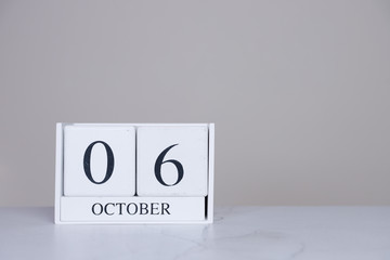 October Date Cube White Background