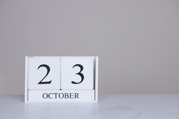October Date Cube White Background