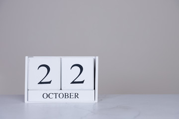 October Date Cube White Background