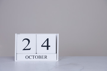 October Date Cube White Background