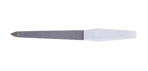 Nail file with white grip isolated on white background