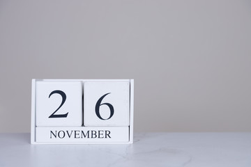 November Date Cube White Background