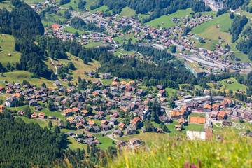 Fototapeta na wymiar View of the Swiss Alps near the city of Lauterbrunnen. Switzerland.