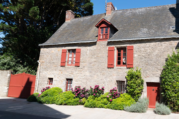 brittany stones house grey in guérande France - obrazy, fototapety, plakaty