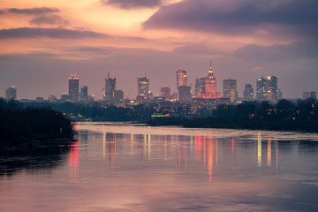 Warsaw Skyline by Night - Panorama Warszawy nocą