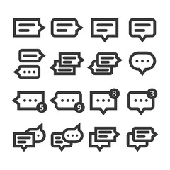 Speech bubbles and dialog balloons line style vector icon set. Isolated chat collection on white background