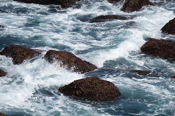 France. Close-up of rocky sea at Biarritz