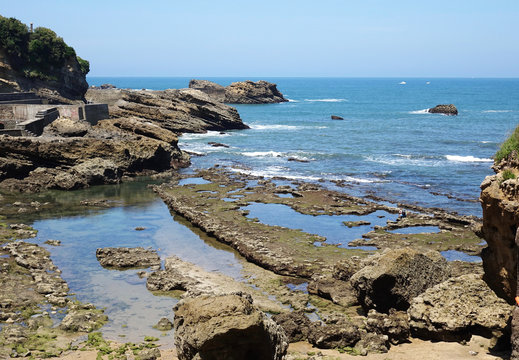 France. The rocky coast of Biarritz