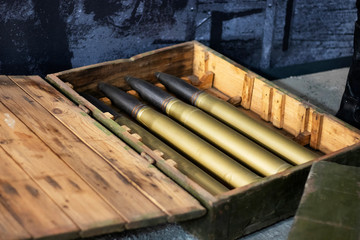 Shells from the gun are in the box. New ammunition from brass are in the box.