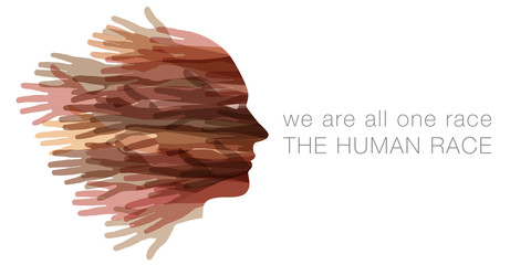 We are all one race.  The Human race.  A face made with hands  