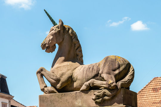 Unicorn Statue In Saverne, Alsace