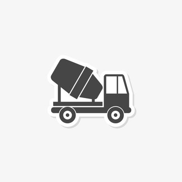 Concrete Mixer Truck sticker. Filled flat sign for mobile concept and web design