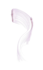 Gently pink strokes and texture of lip gloss or acrylic paint isolated on white background