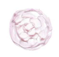 Gently pink strokes and texture of lip gloss or acrylic paint isolated on white background