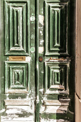 Shabby-chic green doorway, Lisbon