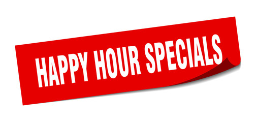 happy hour specials sticker. happy hour specials square isolated sign. happy hour specials