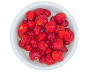 bowl with strawberries isolated on white