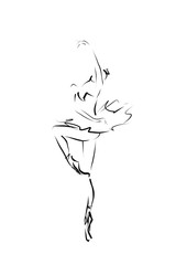 Beautiful ballerina, hand drawn illustration. Vector