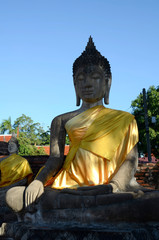 histrosiche Tempel und Buddha Statuen in Ayutthaya, Thailand