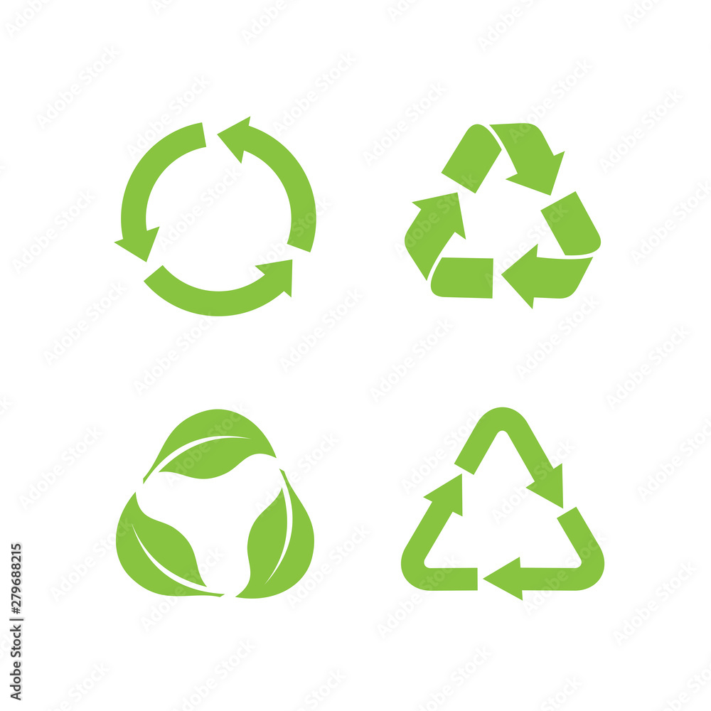 Poster recycle icon set template color editable. recycle symbol pack vector sign isolated on white backgrou