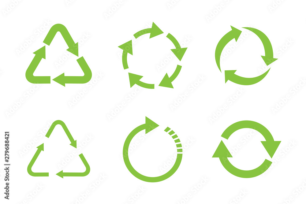 Poster recycle icon set template color editable. recycle symbol pack vector sign isolated on white backgrou