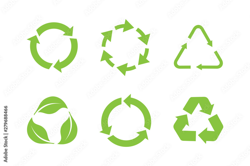 Leinwandbilder recycle icon set template color editable. recycle symbol pack vector sign isolated on white backgrou