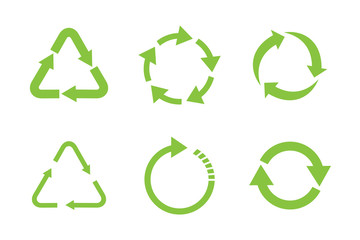 Recycle icon set template color editable. Recycle symbol pack vector sign isolated on white background. Simple logo vector illustration for graphic and web design.