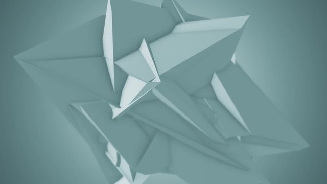 3D abstract geometric motion background. Low poly element morphing. Shallow depth of field.