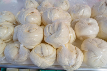 Oaxaca cheese at Tlacolula market, Oaxaca, mexico