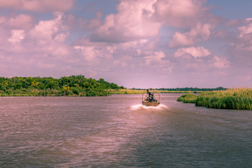 Airboat ride in the swamps of Texas, Gulf of Mexico